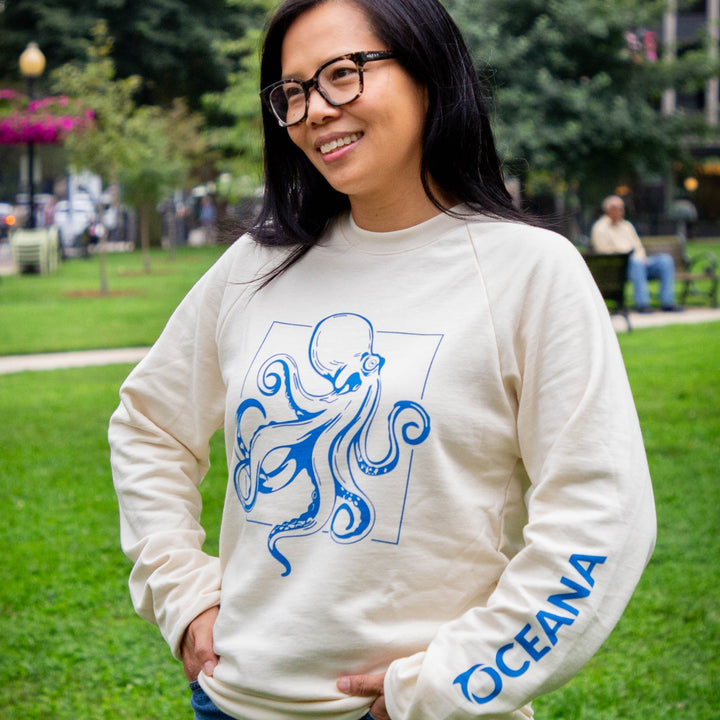 Unisex Ivory Octopus Crewneck Sweater – Oceana Marine Wildlife